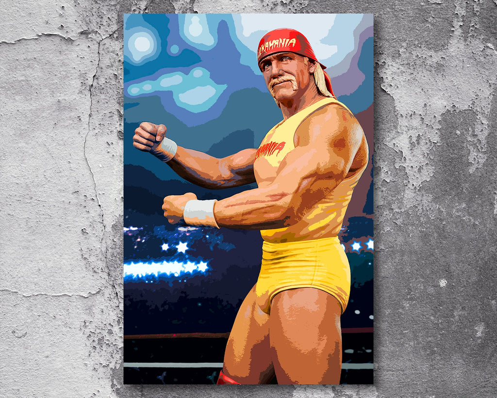 Hulk Hogan Pop Art Illustration - Wrestler Home Decor in Poster Print or Canvas Art