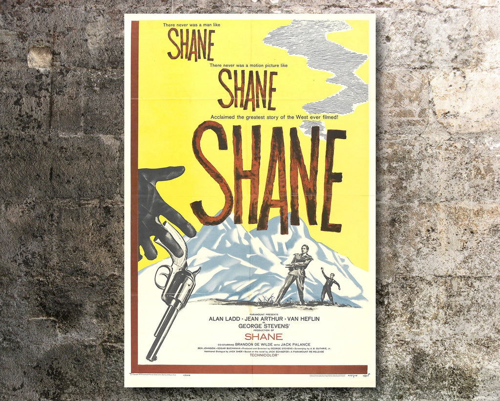 Shane 1953 Vintage Poster Reprint - Cowboy Western Home Decor in Poster Print or Canvas Art