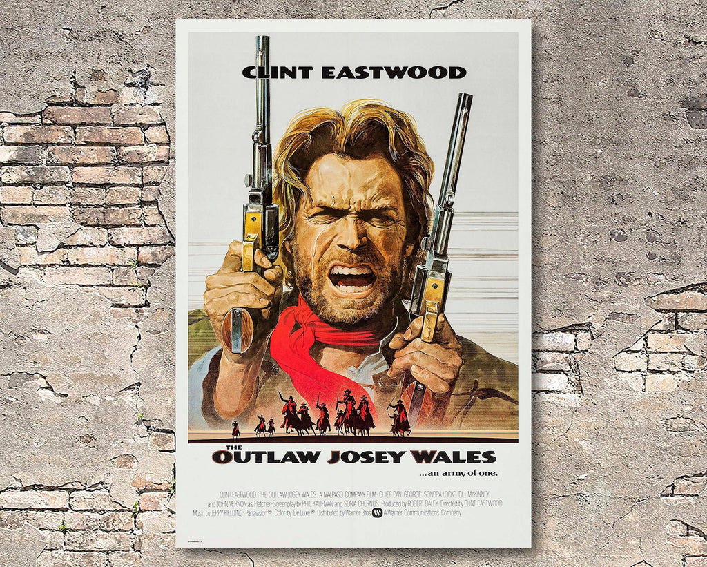 The Outlaw Josey Wales 1976 Vintage Poster Reprint - Cowboy Western Home Decor in Poster Print or Canvas Art