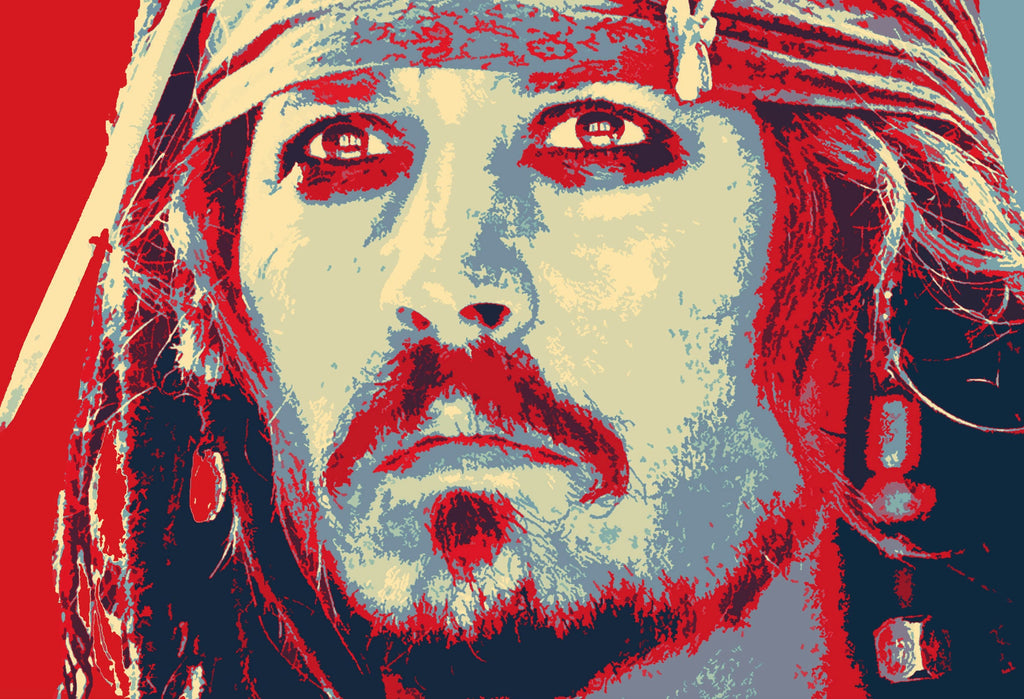 Jack Sparrow Pop Art Illustration - Pirates of The Caribbean Disney Home Decor in Poster Print or Canvas Art