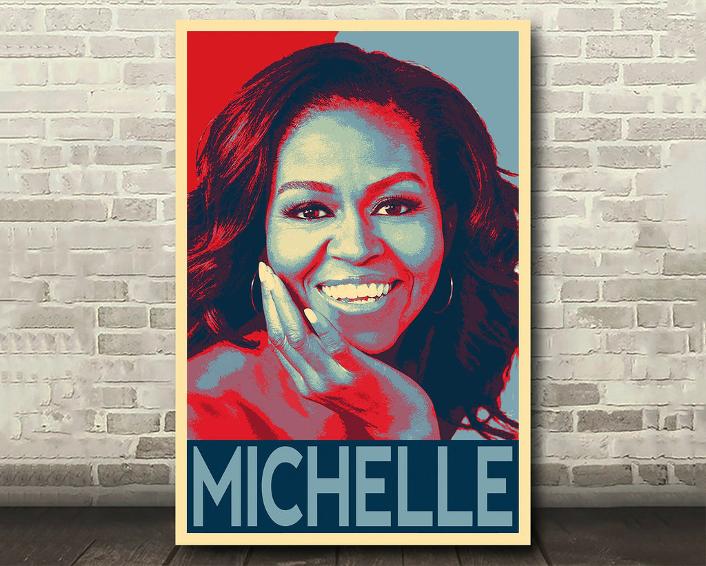 First Lady Michelle Obama Pop Art Illustration - American Political Home Decor in Poster Print or Canvas Art