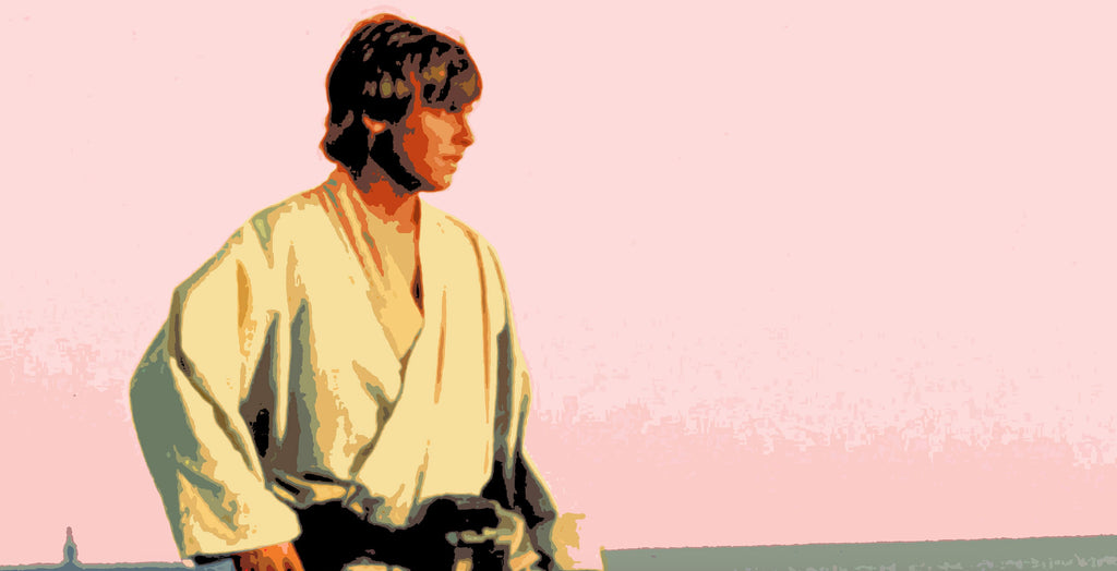 Luke Skywalker Binary Sunset Pop Art Illustration - Star Wars Home Decor in Poster Print or Canvas Art