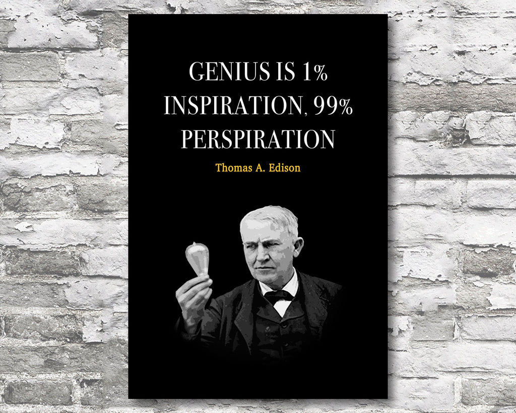 Thomas Edison Quote Motivational Wall Art | Inspirational Home Decor in Poster Print or Canvas Art