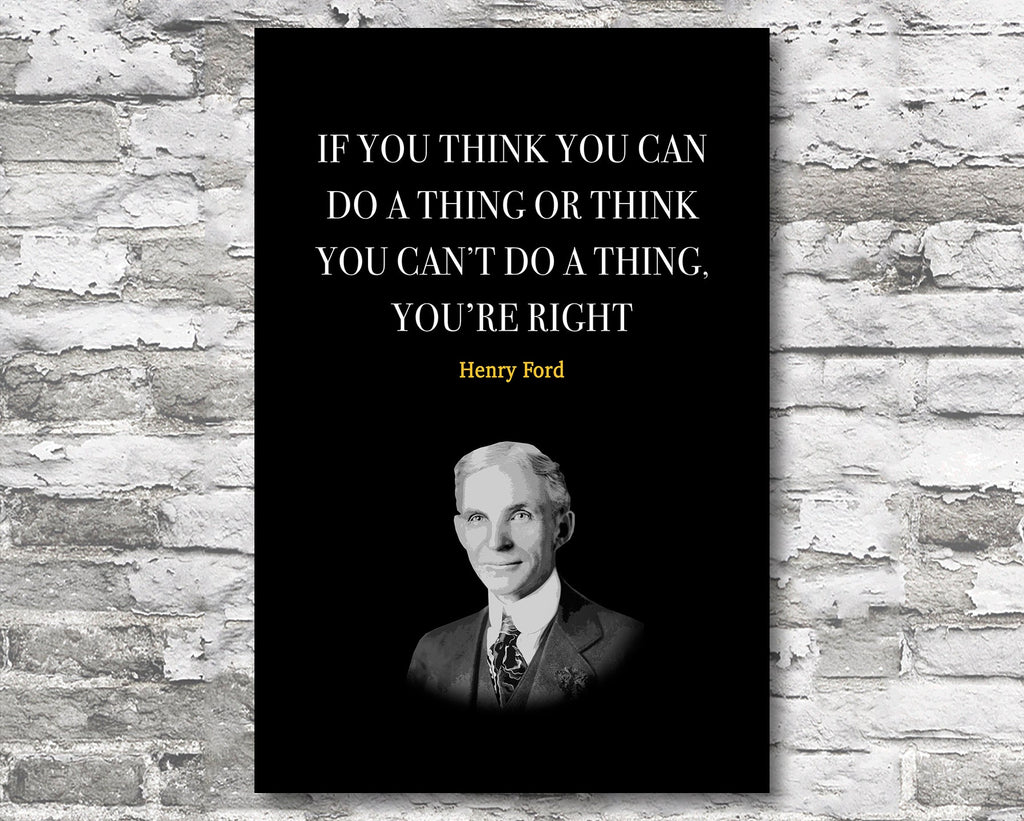 Henry Ford Quote Motivational Wall Art | Inspirational Home Decor in Poster Print or Canvas Art