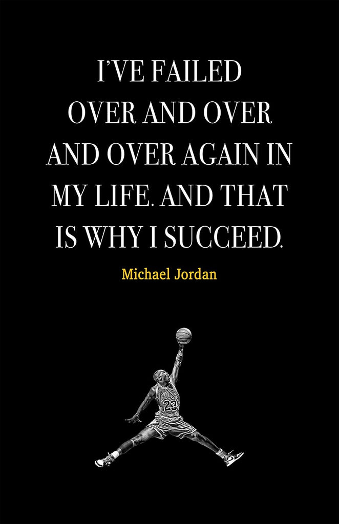 Michael Jordan Quote Motivational Wall Art | Inspirational Home Decor in Poster Print or Canvas Art