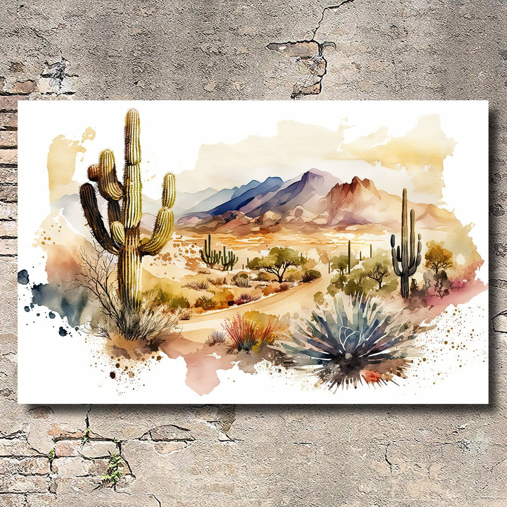 Desert Landscape Print Colorful Watercolor Wall Art Southwest Gift Saguaro Cactus Beautiful Nature Home Decor
