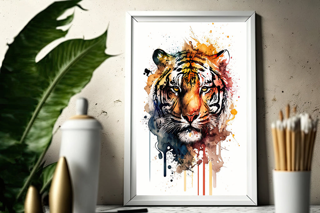 Tiger Watercolor Print Jungle Cat Nature Wall Art Wildlife Gift Animal Home Decor