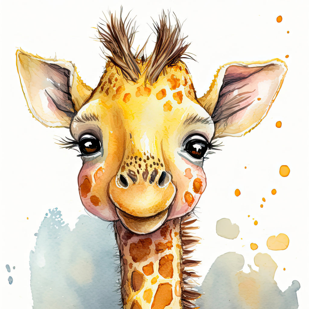Baby Giraffe Watercolor Print African Nature Wall Art Kids Nursery Wildlife Gift Cute Animal Home Decor