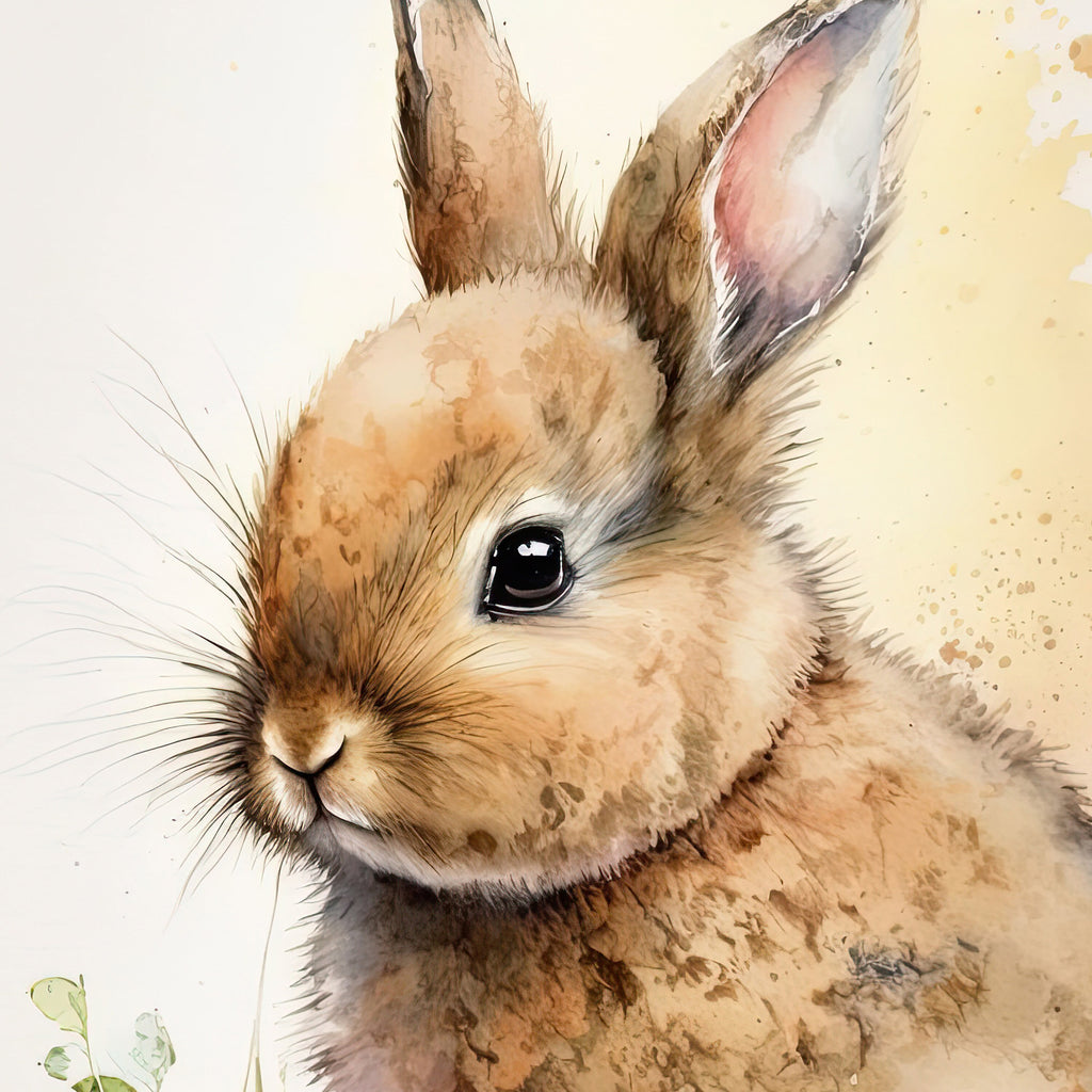 Baby Bunny Rabbit Watercolor Print Easter Pet Wall Art Cute Spring Gift Animal Home Decor