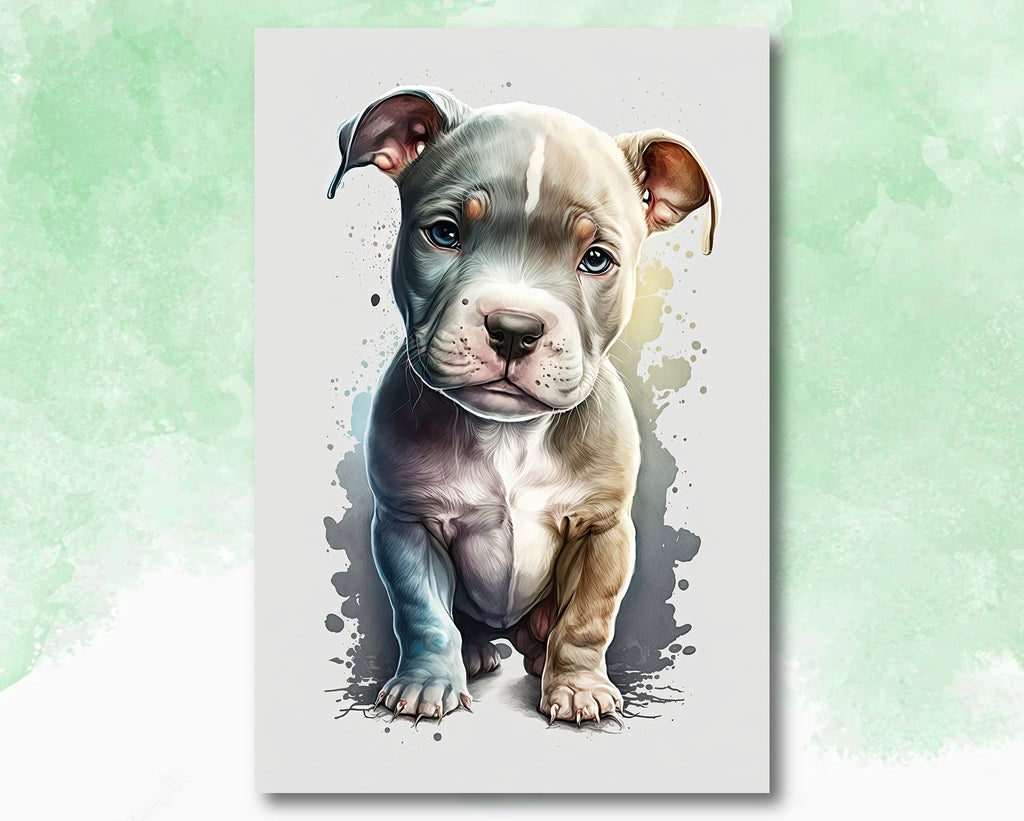 Pit Bull Watercolor Print Cute Pet Keepsake Wall Art Dog Lover Gift Adorable Staffordshire Terrier Home Decor for Puppy Dog Lovers!