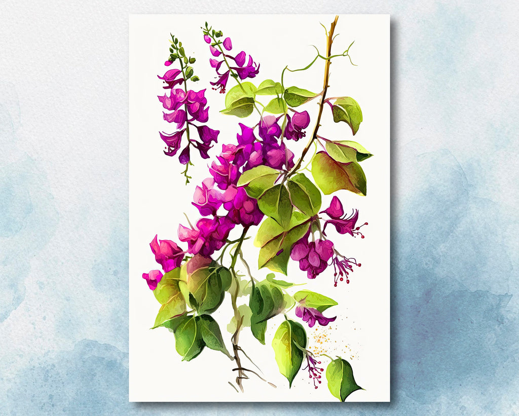Bougainvillea Flowers Watercolor Print Botanical Nature Wall Art Flower Plant Art Gift Spring Floral Home Decor