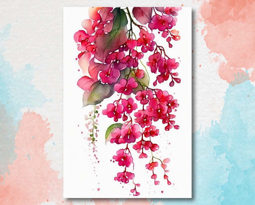 Bougainvillea Flowers Watercolor Print Botanical Nature Wall Art Flower Plant Art Gift Spring Floral Home Decor