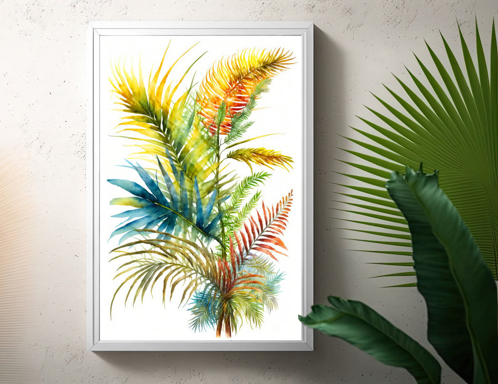 Palm Leaf Watercolor Print Botanical Nature Wall Art Palm Frond Plant Art Gift Tropical Jungle Home Decor