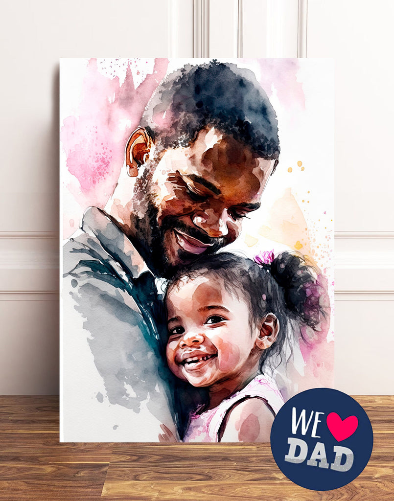 African American Fathers Day Card Watercolor Dad Gift For Him Daddy Father's Day Gift Greeting Card - 5x7 inches in Packs of 1, 10, 30, & 50