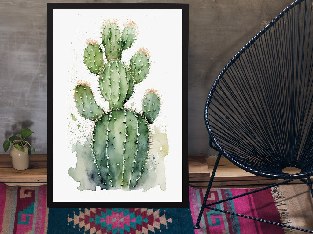 Cactus Plant Print Watercolor Painting Botanical Wall Art Southwest Artwork Gift Rustic Desert Home Decor