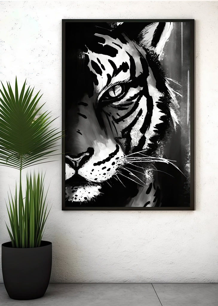 Tigers Eye Print Wild Cat Animal Wall Art Tiger Wildlife Safari Gift Black and White Animal Jungle Nursery Home Decor