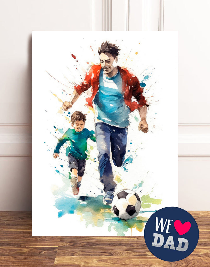 Watercolor Soccer Fathers Day Card Dad Gift For Him Daddy Father's Day Gift Sports Greeting Card - 5x7 inches in Packs of 1, 10, 30, & 50