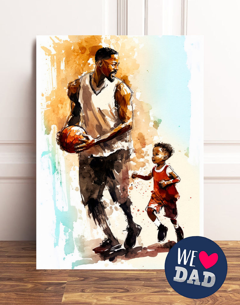 Watercolor Basketball Fathers Day Card Dad Gift For Him Daddy Father's Day Gift Sports Greeting Card -5x7 inches in Packs of 1, 10, 30, & 50
