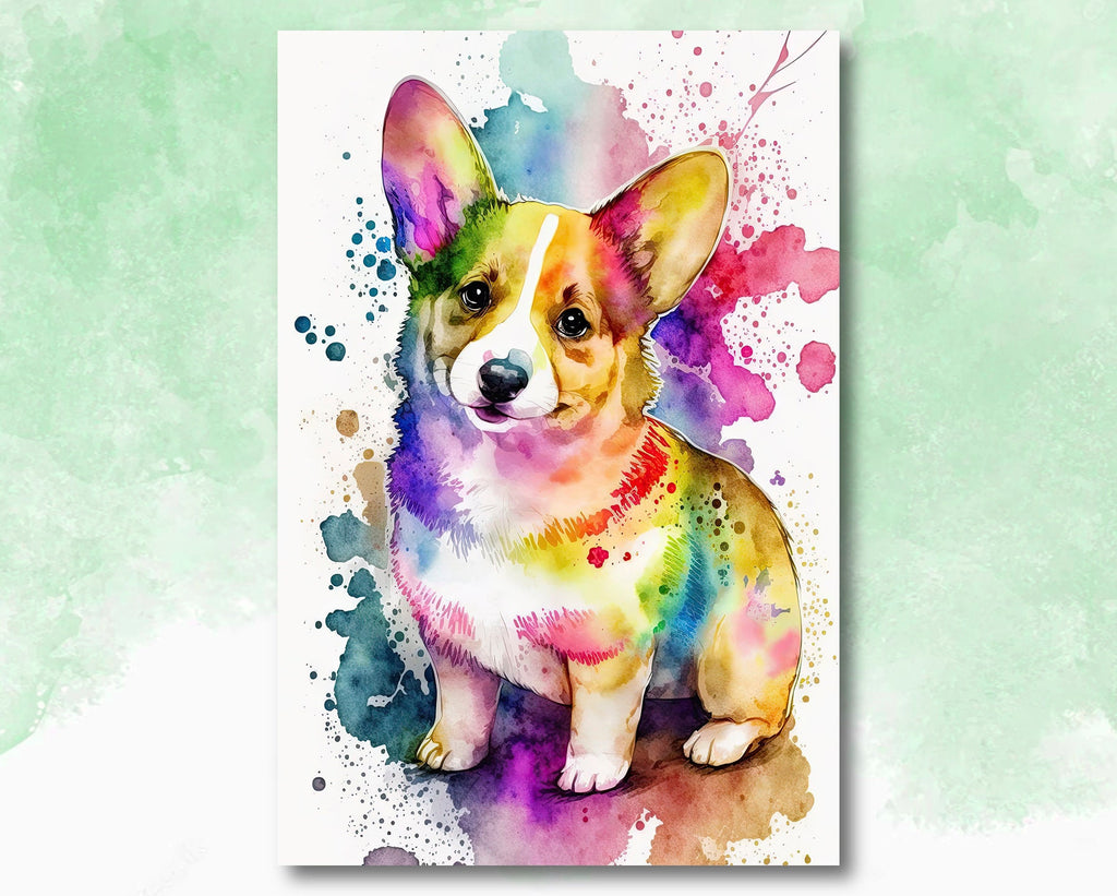 Corgi Dog Watercolor Print Cute Pet Keepsake Wall Art Dog Lover Gift Adorable Canine Home Decor for Puppy Dog Lovers!