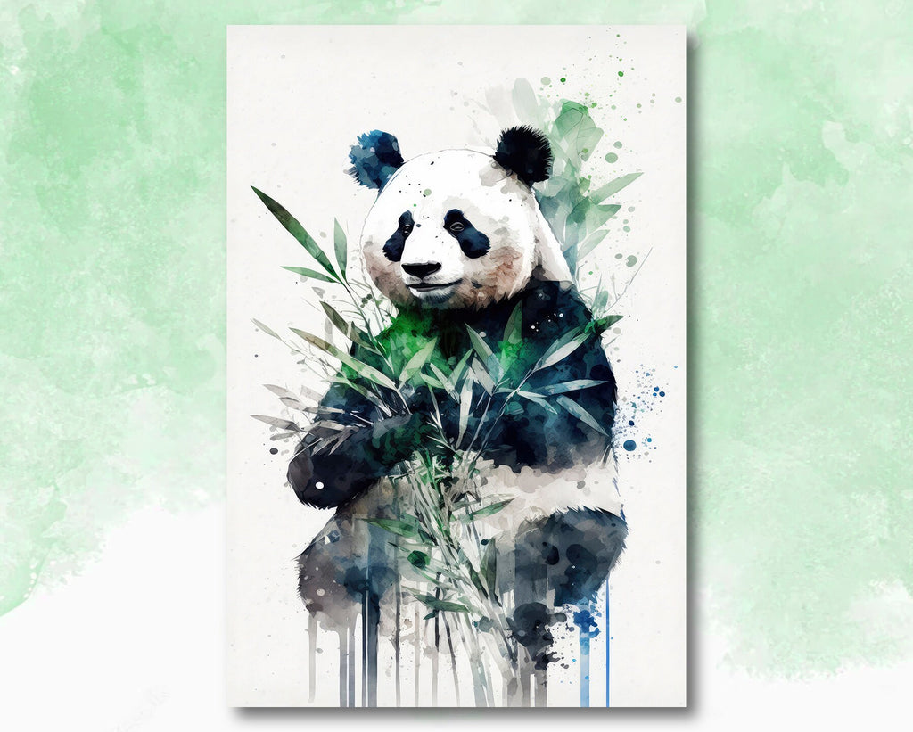 Panda Bear Watercolor Portrait Print Wall Art Safari Wildlife Gift Wild Animal Painting Jungle Nursery Decor