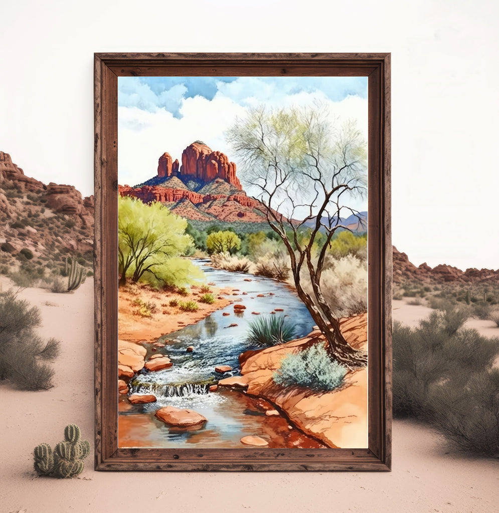 Watercolor Sedona Print Arizona Southwest Wall Art Landscape Art Gift Desert Home Western Decor