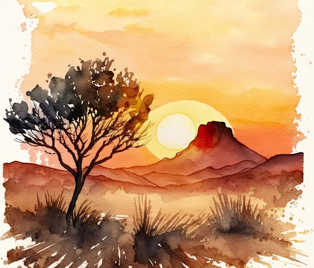 Watercolor Sedona Arizona Sunset Art Print Southwest Wall Art Landscape Boho Wall Decor Gift Sonoran Art Western Decor