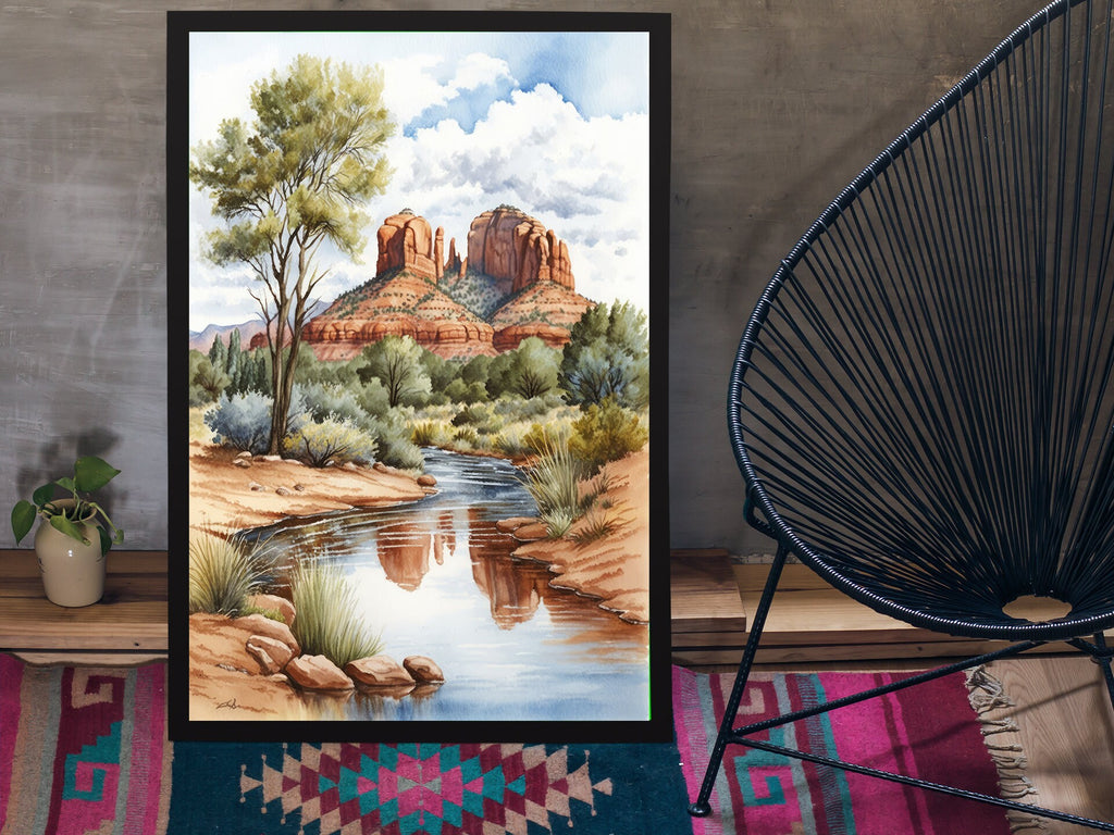 Watercolor Sedona Print Arizona Southwest Wall Art Landscape Sonoran Art Gift Desert Home Western Decor