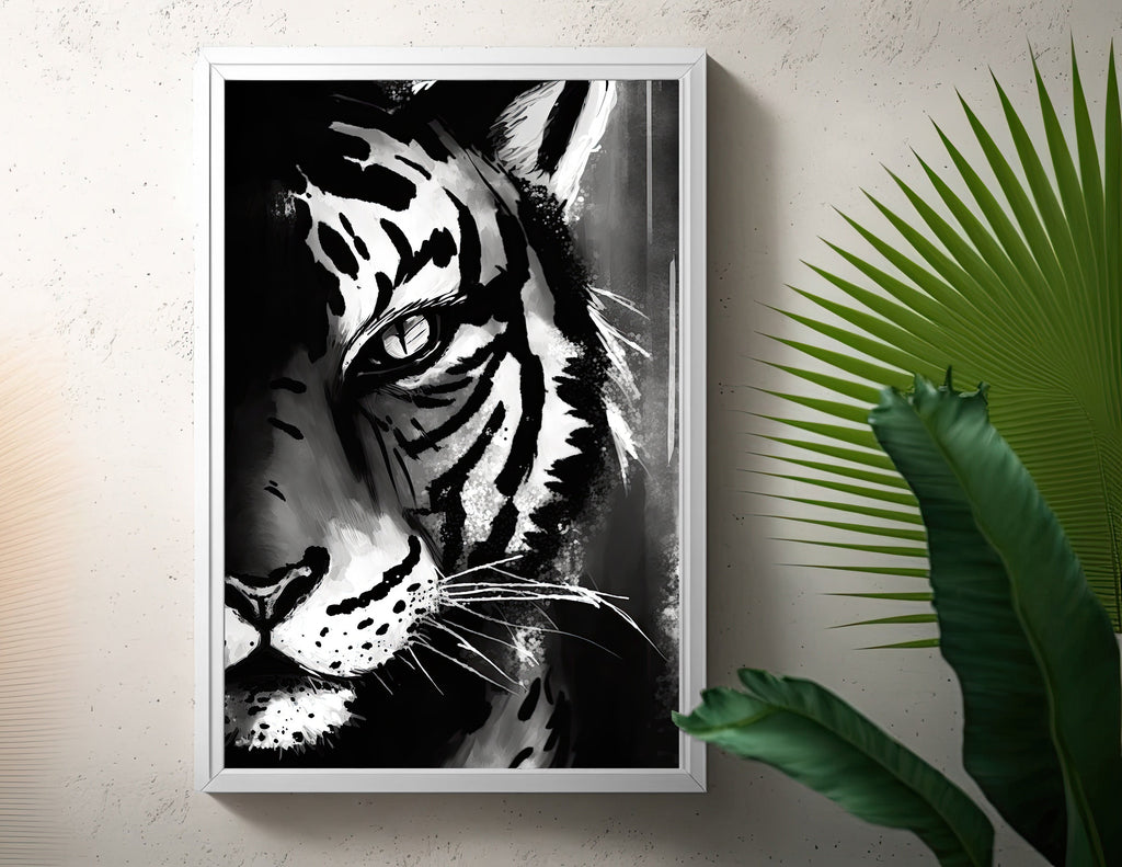 Tigers Eye Print Wild Cat Animal Wall Art Tiger Wildlife Safari Gift Black and White Animal Jungle Nursery Home Decor