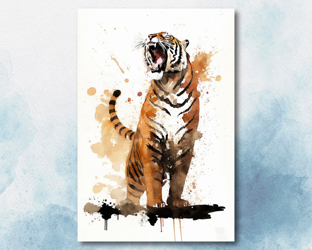 Tiger Roar Print Wild Cat Animal Wall Art Wildlife Safari Gift Animal Jungle Nursery Home Decor