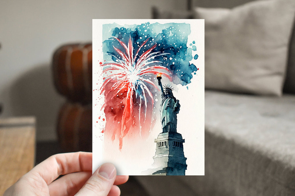 American Statue of Liberty Greeting Cards Fourth of July Patriotic Holiday Cards - 5x7 inches in Packs of 1, 10, 30, 50