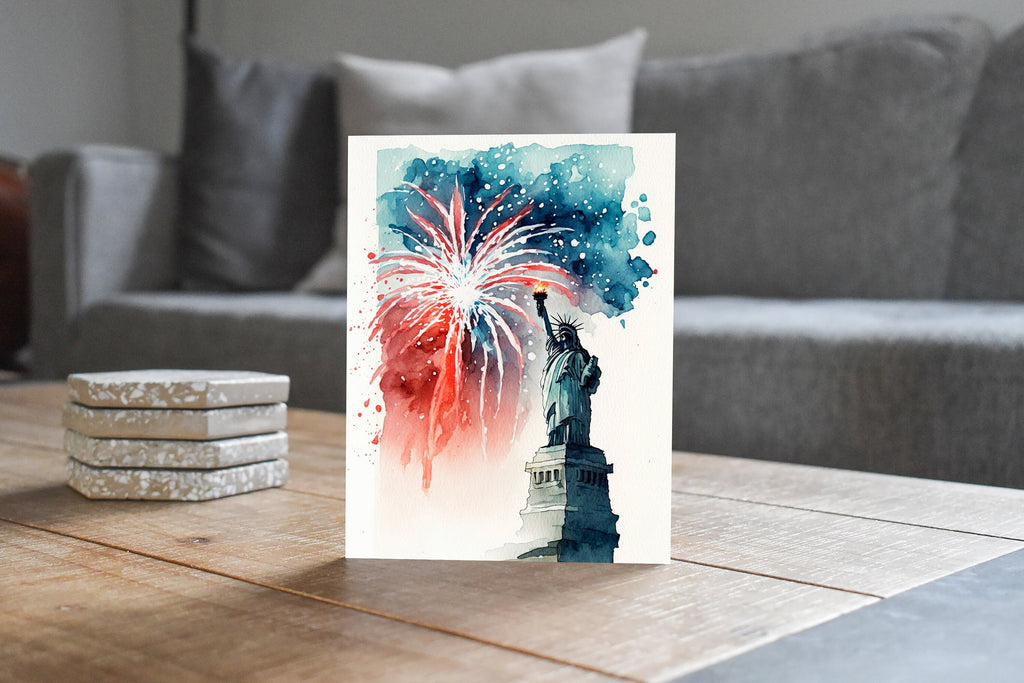 American Statue of Liberty Greeting Cards Fourth of July Patriotic Holiday Cards - 5x7 inches in Packs of 1, 10, 30, 50