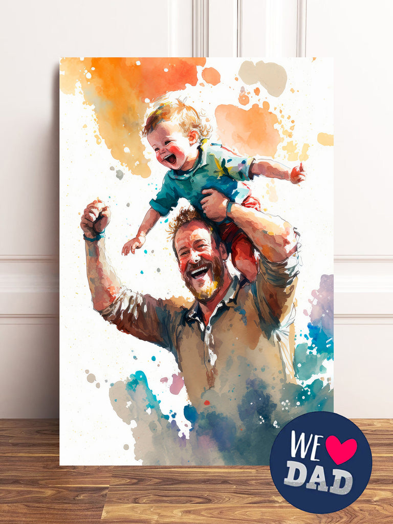 Watercolor Fathers Day Card Dad Gift For Him Daddy Father's Day Gift Greeting Card - 5x7 inches in Packs of 1, 10, 30, and 50pcs