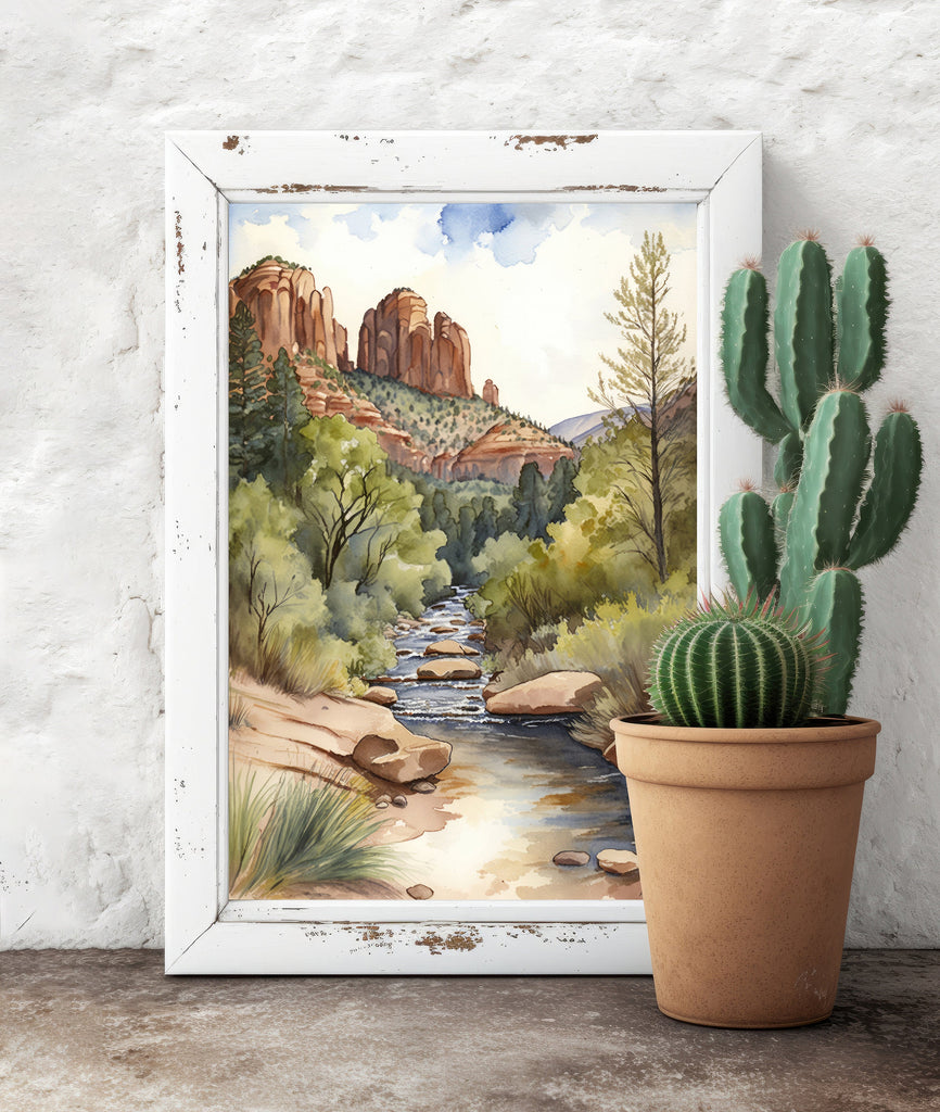 Watercolor Sedona Print Arizona Southwest Wall Art Landscape Sonoran Art Gift Desert Home Western Decor
