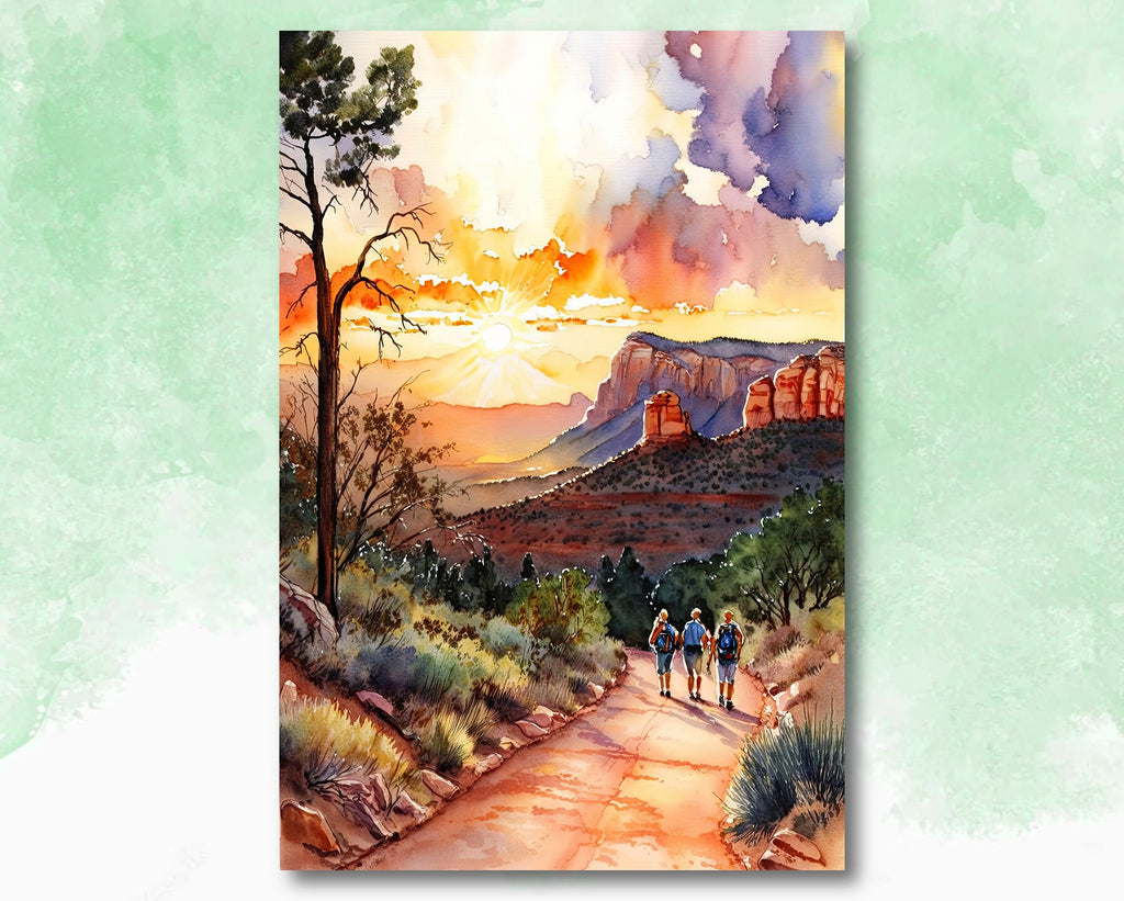 Watercolor Sedona Print Arizona Sunset Art Boho Wall Decor Southwest Wall Art Landscape Sonoran Art Gift Desert Home Western Decor