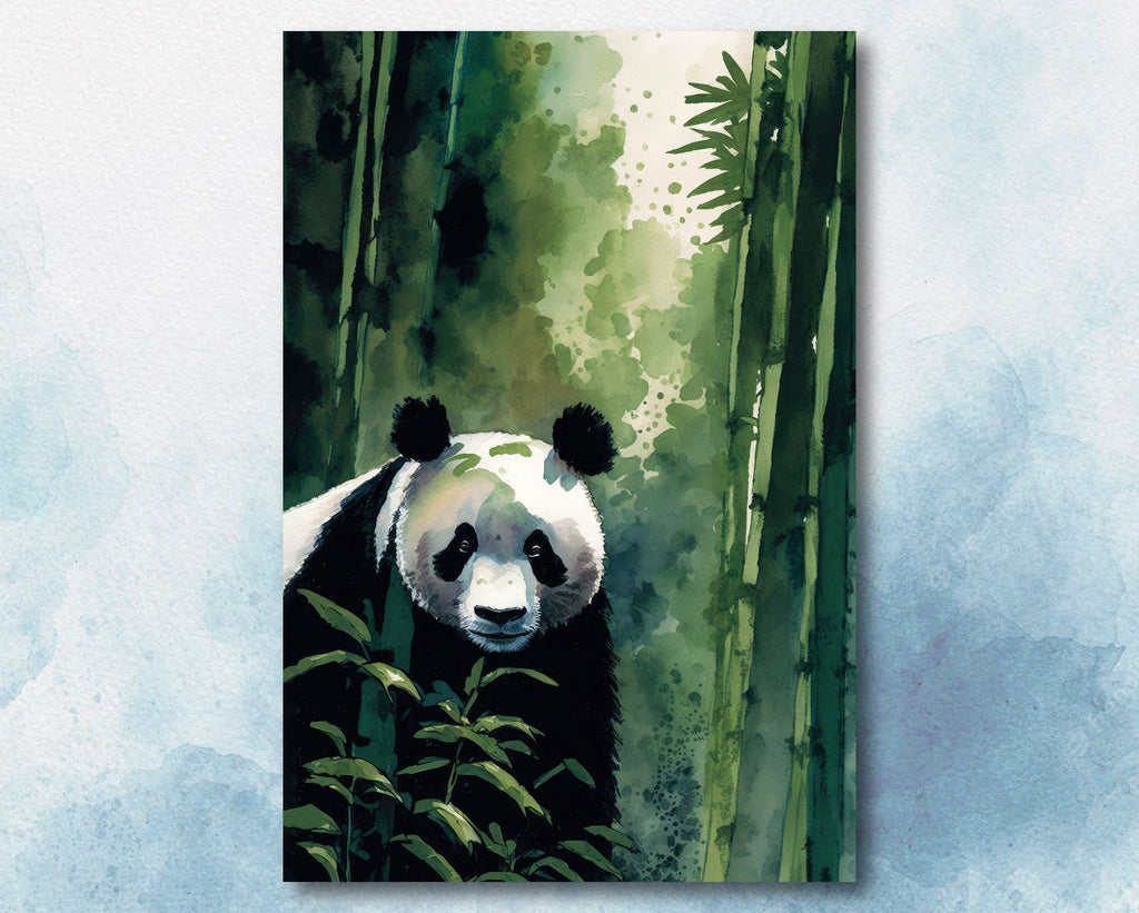 Panda Bear Watercolor Portrait Print Wall Art Safari Wildlife Gift Wild Animal Painting Jungle Nursery Decor