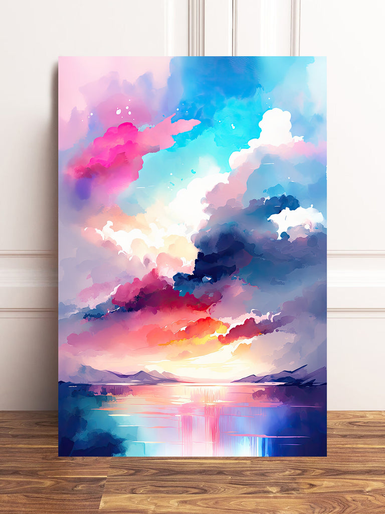 Nature Inspired Abstract Sunset Wall Art Print Minimalist Painting Landscape Scenery Watercolor Gift Sunset Horizon Home Decor