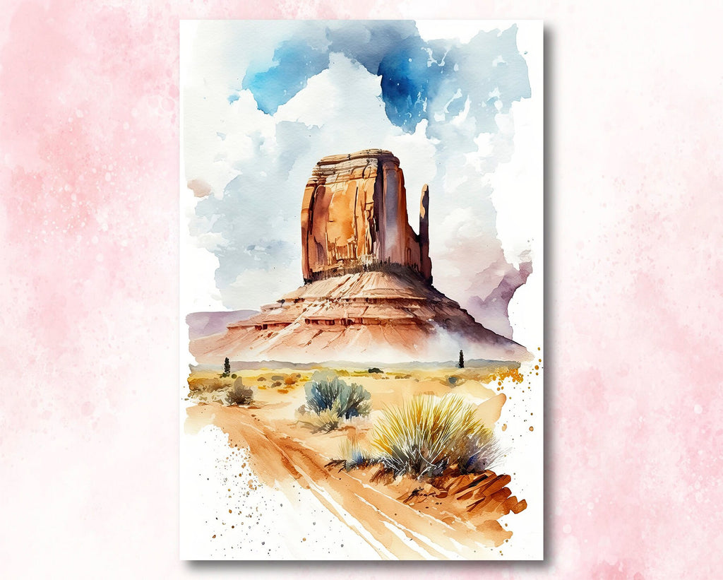 Monument Valley Print Arizona Sonoran Art Watercolor Desert Southwest Wall Art Boho Wall decor Gift Southwestern Decor