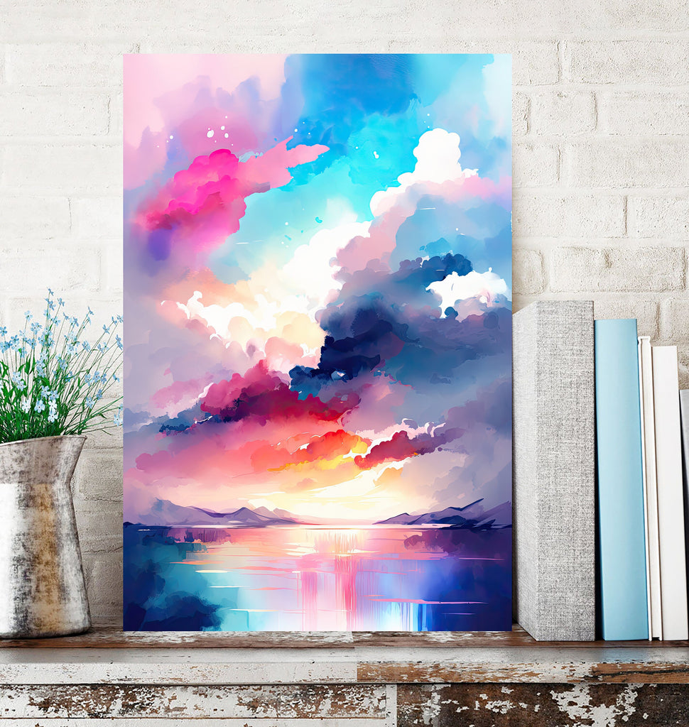 Nature Inspired Abstract Sunset Wall Art Print Minimalist Painting Landscape Scenery Watercolor Gift Sunset Horizon Home Decor