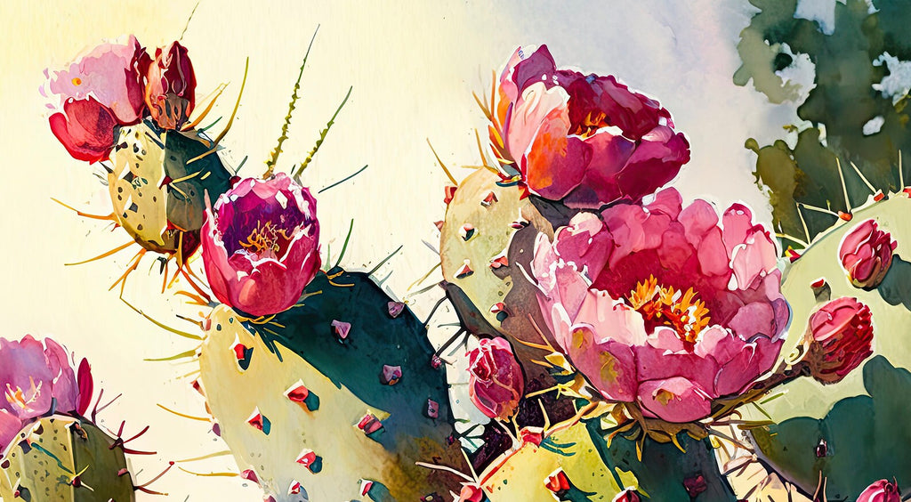 Flower Prickly Pear Cactus Print Watercolor Painting Botanical Desert Wall Art Nature Inspired Sonoran Art Southwest Gift Western Decor