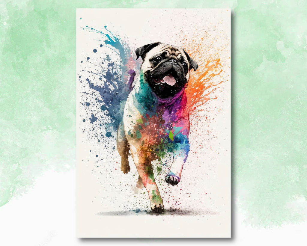 Pug Dog Watercolor Print Cute Pet Keepsake Wall Art Dog Lover Gift Adorable Canine Home Decor for Puppy Dog Lovers!