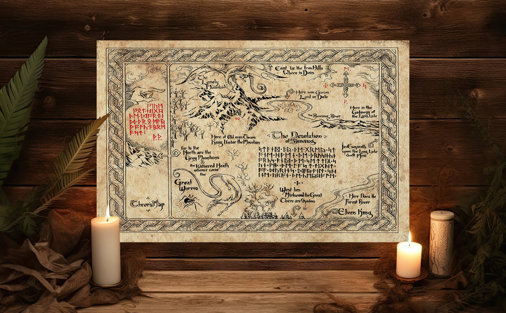 Thorin's Map Hobbit Art Print Lord of the Rings Middle Earth Wall Art Tolkien Gifts Fantasy Home Decor