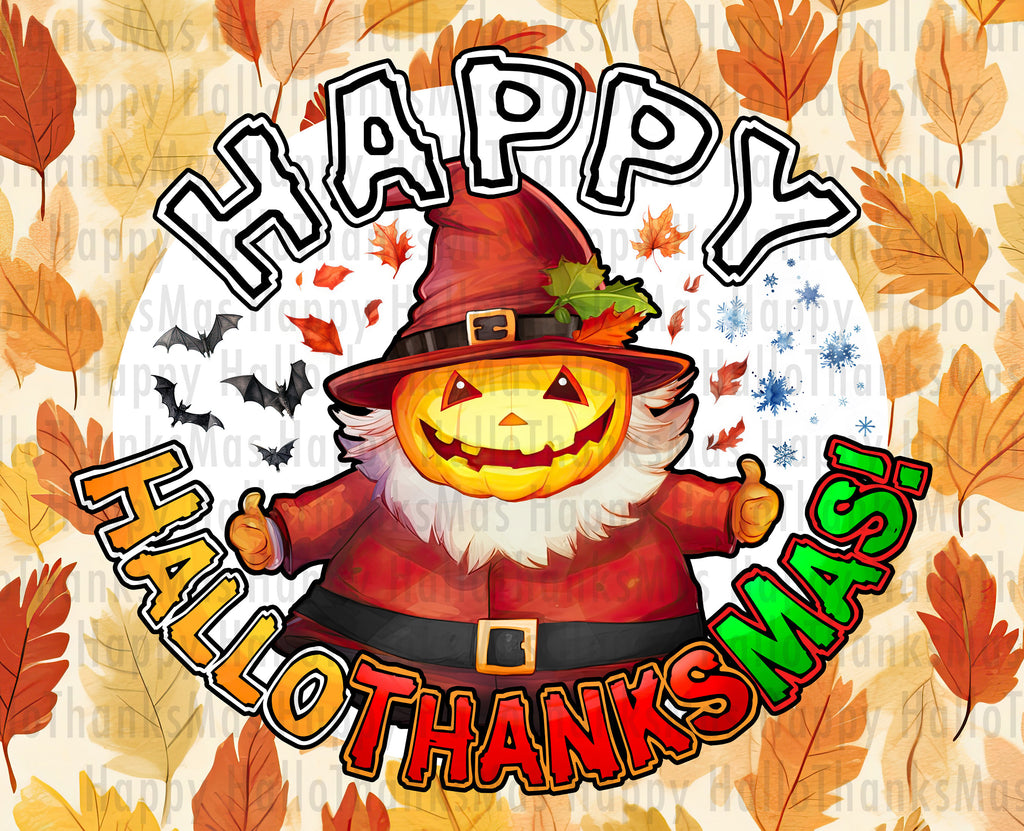 Happy HalloThanksMas Fall Shirt, Halloween Costume Sweatshirt, Autumn Christmas Ugly Sweater Thanksgiving Holiday Graphic Shirt Gift