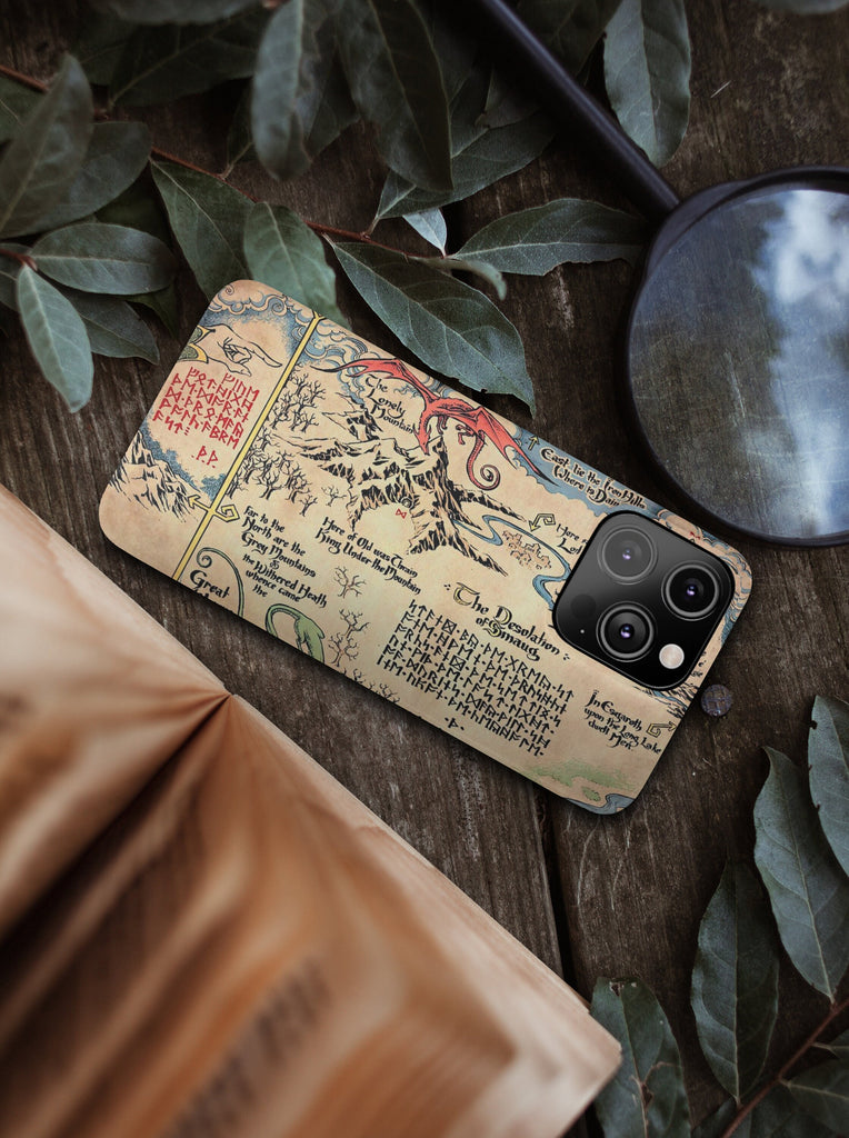 Hobbit Map Lord of the Rings iPhone Case 14 13 12 11 Pro XR, LOTR Middle Earth Hard Tough Cover, Tolkien Fantasy Gift