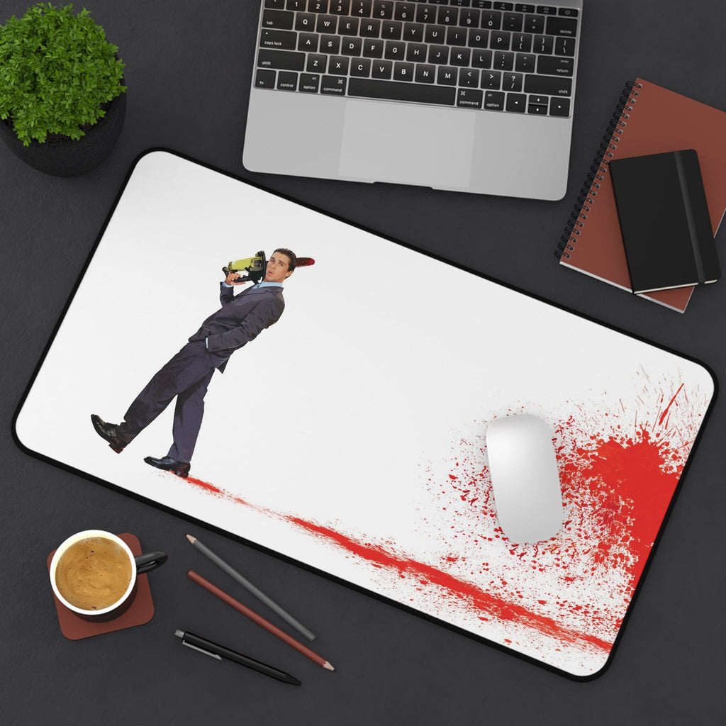 American Psycho Patrick Bateman Desk Mat, Mouse Pad Horror Movie Gift, Funny Bloody Cult Film Home Office Decor