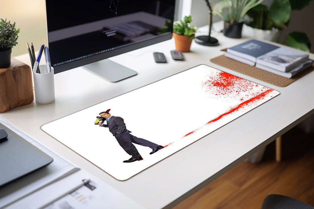 American Psycho Patrick Bateman Desk Mat, Mouse Pad Horror Movie Gift, Funny Bloody Cult Film Home Office Decor