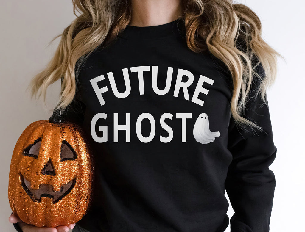 Future Ghost Black Halloween Shirt, Cute Crewneck Sweatshirt Sweater Costume, Spooky Funny Graphic Tee
