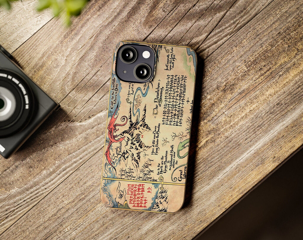 Hobbit Map Lord of the Rings iPhone Case 14 13 12 11 Pro XR, LOTR Middle Earth Hard Tough Cover, Tolkien Fantasy Gift