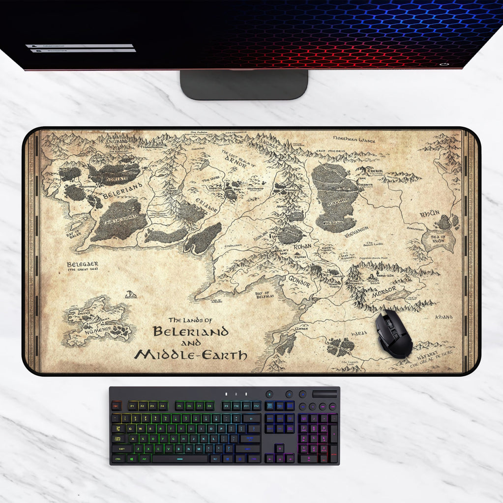 Special Lord of the Rings Middle Earth Map Desk Mat Mouse Pad and Poster Pack (Moria and Bag-End)