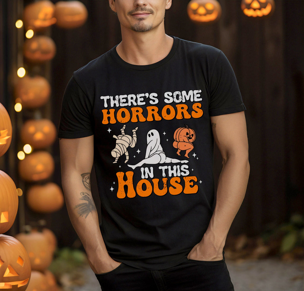 There's Some Horrors In This House Halloween Sweatshirt, Shirt Crewneck Sweater Costume T-shirt, Funny Graphic Tee