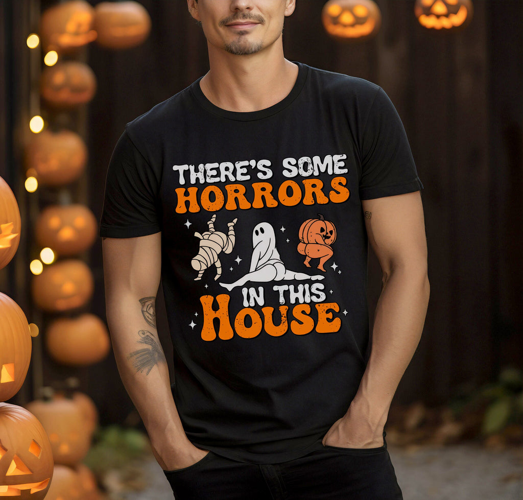 There's Some Horrors In This House Halloween Shirt, Crewneck Sweatshirt Sweater Costume T-shirt, Funny Graphic Tee